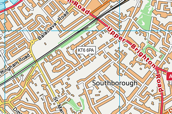 KT6 6PA map - OS VectorMap District (Ordnance Survey)