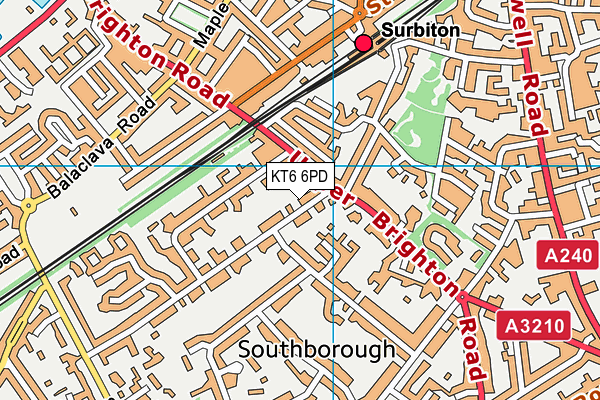 KT6 6PD map - OS VectorMap District (Ordnance Survey)