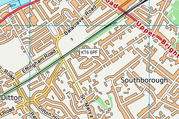 KT6 6PF map - OS VectorMap District (Ordnance Survey)