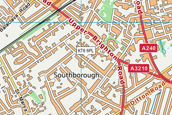 KT6 6PL map - OS VectorMap District (Ordnance Survey)