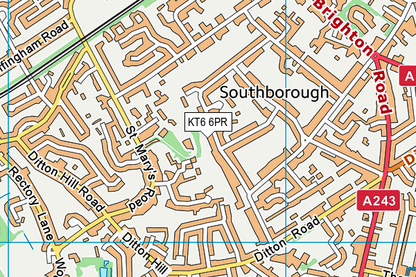 KT6 6PR map - OS VectorMap District (Ordnance Survey)