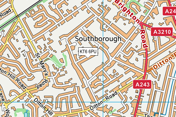 KT6 6PU map - OS VectorMap District (Ordnance Survey)