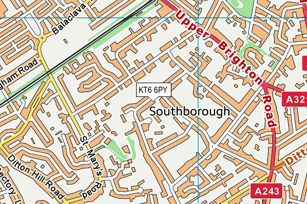 KT6 6PY map - OS VectorMap District (Ordnance Survey)