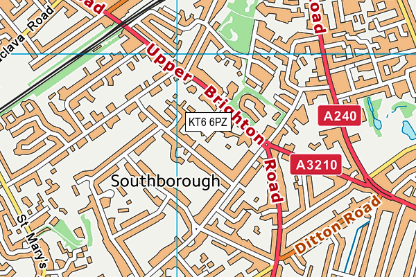 KT6 6PZ map - OS VectorMap District (Ordnance Survey)