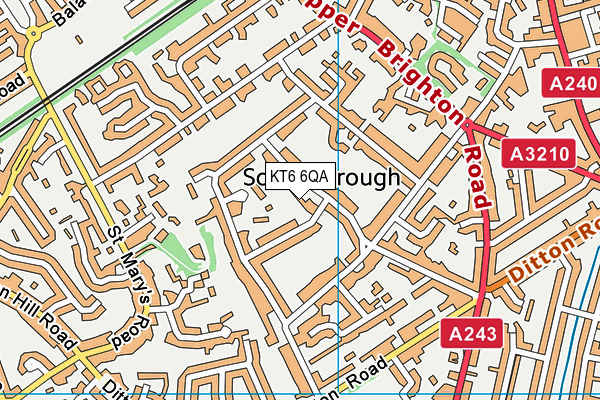 KT6 6QA map - OS VectorMap District (Ordnance Survey)