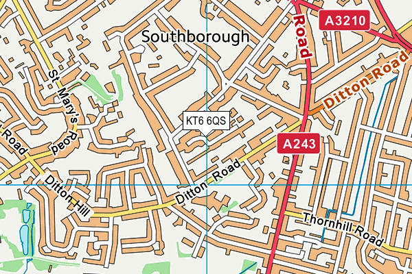 KT6 6QS map - OS VectorMap District (Ordnance Survey)