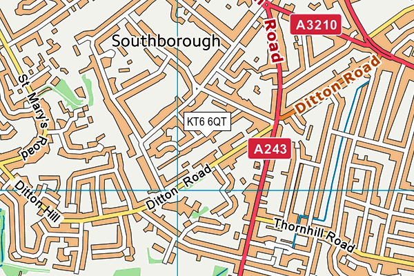 KT6 6QT map - OS VectorMap District (Ordnance Survey)