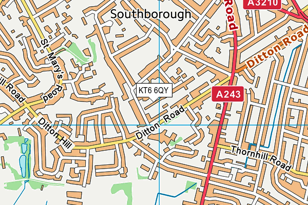 KT6 6QY map - OS VectorMap District (Ordnance Survey)