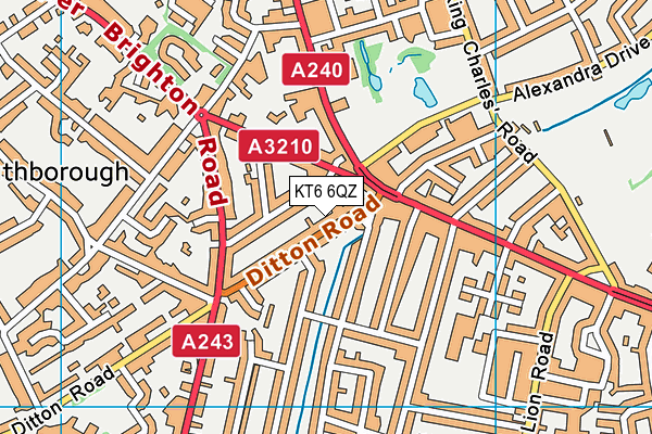 KT6 6QZ map - OS VectorMap District (Ordnance Survey)