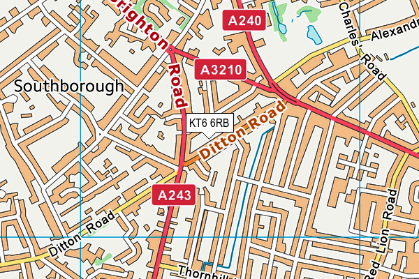 KT6 6RB map - OS VectorMap District (Ordnance Survey)