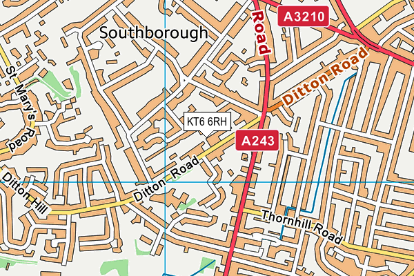 KT6 6RH map - OS VectorMap District (Ordnance Survey)