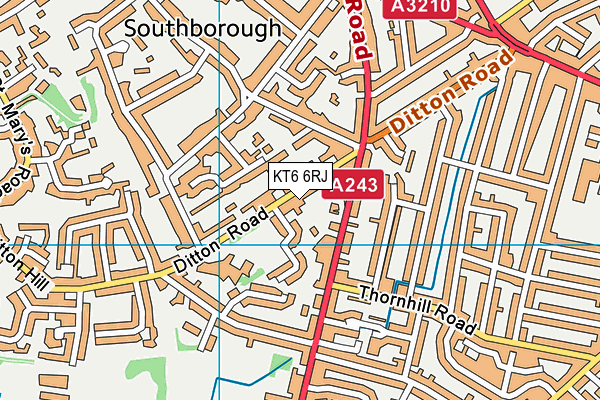 KT6 6RJ map - OS VectorMap District (Ordnance Survey)