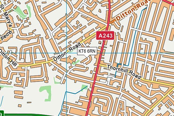 KT6 6RN map - OS VectorMap District (Ordnance Survey)