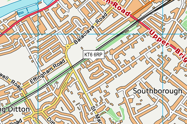 KT6 6RP map - OS VectorMap District (Ordnance Survey)
