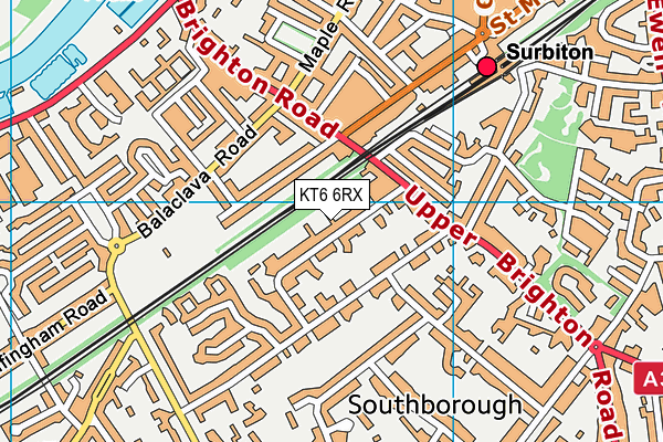 KT6 6RX map - OS VectorMap District (Ordnance Survey)
