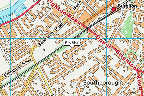 KT6 6RY map - OS VectorMap District (Ordnance Survey)