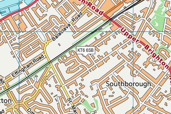 KT6 6SB map - OS VectorMap District (Ordnance Survey)