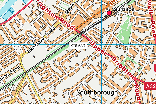 KT6 6SD map - OS VectorMap District (Ordnance Survey)