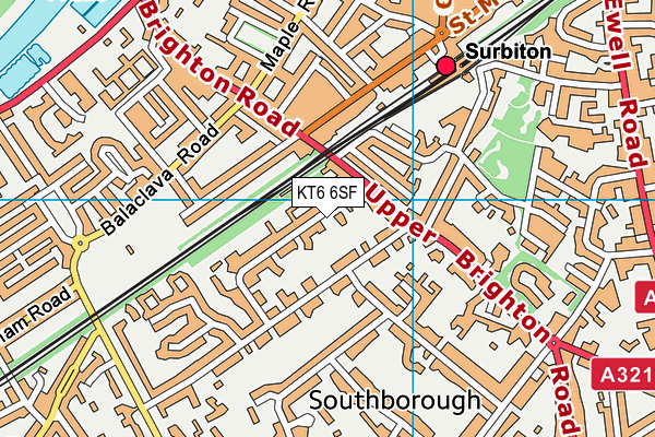 KT6 6SF map - OS VectorMap District (Ordnance Survey)