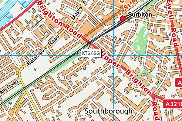 KT6 6SG map - OS VectorMap District (Ordnance Survey)