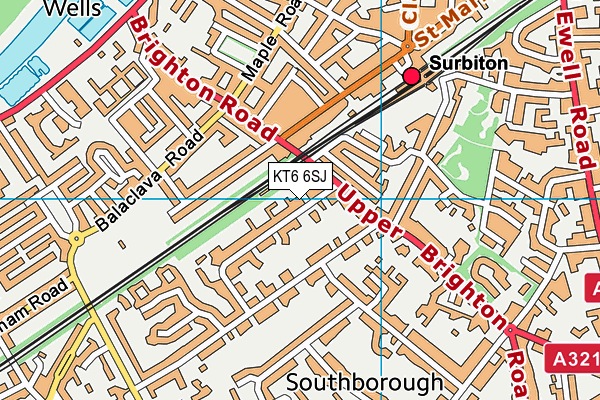 KT6 6SJ map - OS VectorMap District (Ordnance Survey)