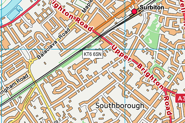 KT6 6SN map - OS VectorMap District (Ordnance Survey)