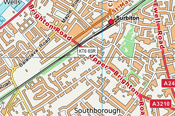 KT6 6SR map - OS VectorMap District (Ordnance Survey)