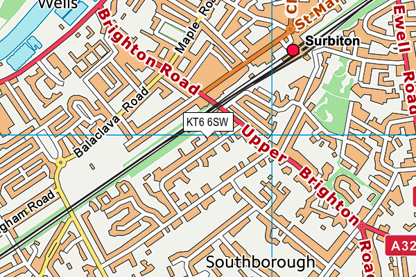 KT6 6SW map - OS VectorMap District (Ordnance Survey)