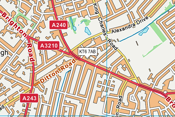 KT6 7AB map - OS VectorMap District (Ordnance Survey)
