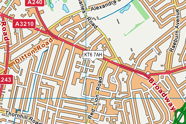 KT6 7AH map - OS VectorMap District (Ordnance Survey)