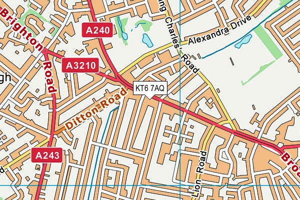 KT6 7AQ map - OS VectorMap District (Ordnance Survey)