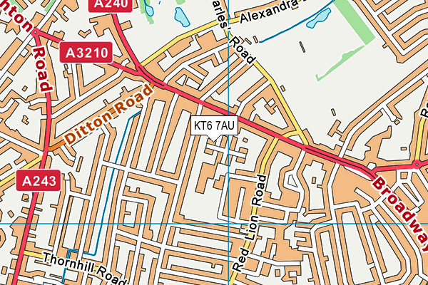 KT6 7AU map - OS VectorMap District (Ordnance Survey)