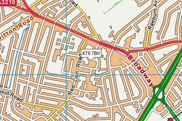 KT6 7BH map - OS VectorMap District (Ordnance Survey)