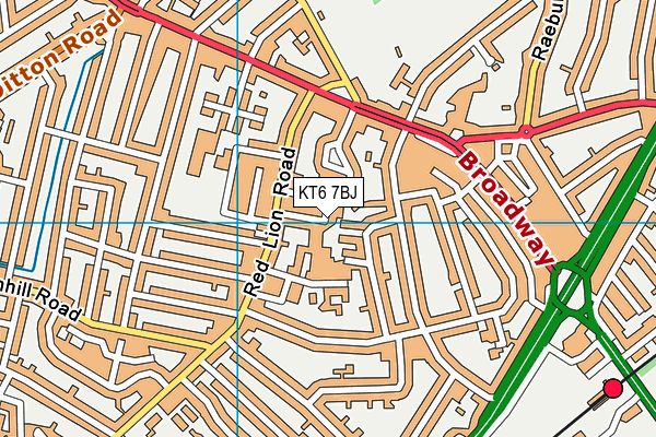 KT6 7BJ map - OS VectorMap District (Ordnance Survey)
