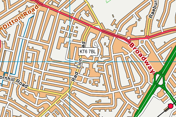 KT6 7BL map - OS VectorMap District (Ordnance Survey)