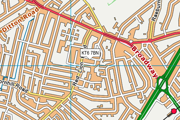 KT6 7BN map - OS VectorMap District (Ordnance Survey)