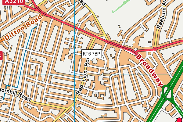 KT6 7BP map - OS VectorMap District (Ordnance Survey)