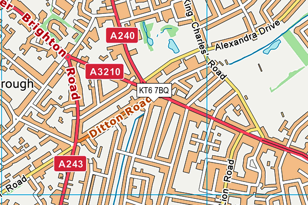 KT6 7BQ map - OS VectorMap District (Ordnance Survey)