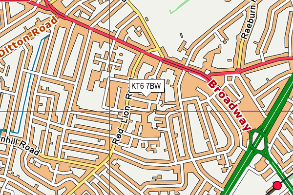 KT6 7BW map - OS VectorMap District (Ordnance Survey)