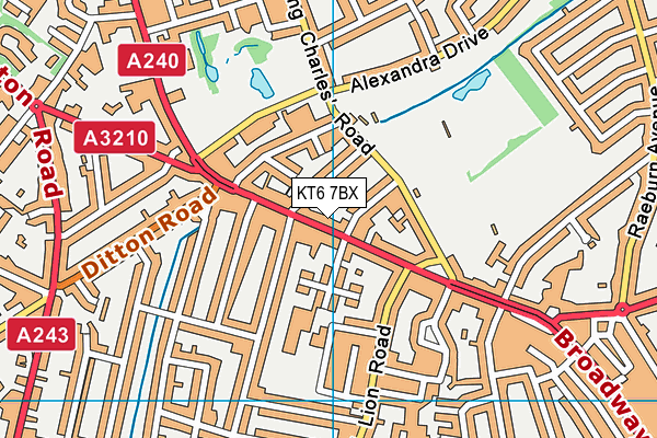 KT6 7BX map - OS VectorMap District (Ordnance Survey)