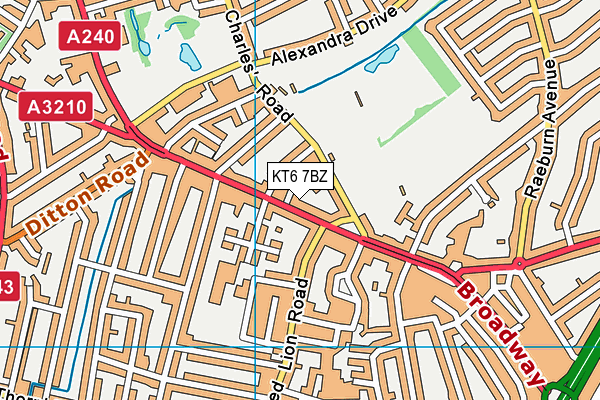 KT6 7BZ map - OS VectorMap District (Ordnance Survey)