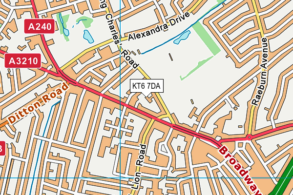 KT6 7DA map - OS VectorMap District (Ordnance Survey)