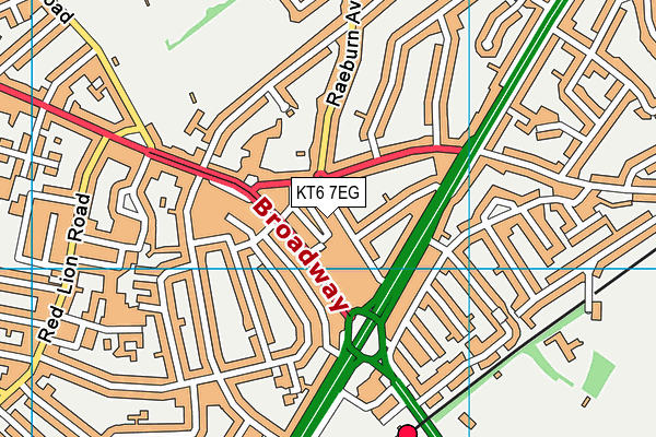 KT6 7EG map - OS VectorMap District (Ordnance Survey)