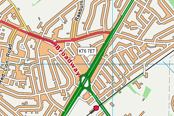 KT6 7ET map - OS VectorMap District (Ordnance Survey)