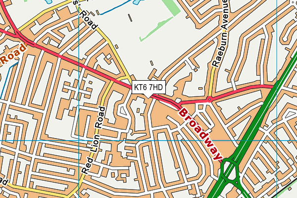 KT6 7HD map - OS VectorMap District (Ordnance Survey)