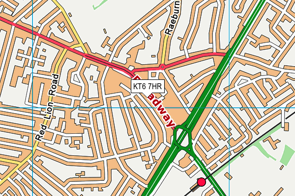 KT6 7HR map - OS VectorMap District (Ordnance Survey)