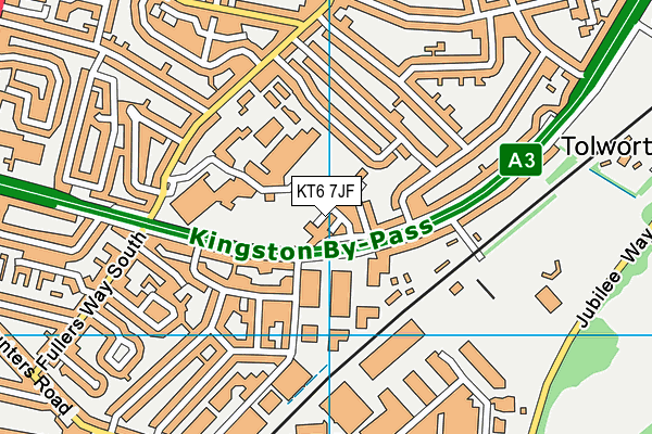 KT6 7JF map - OS VectorMap District (Ordnance Survey)