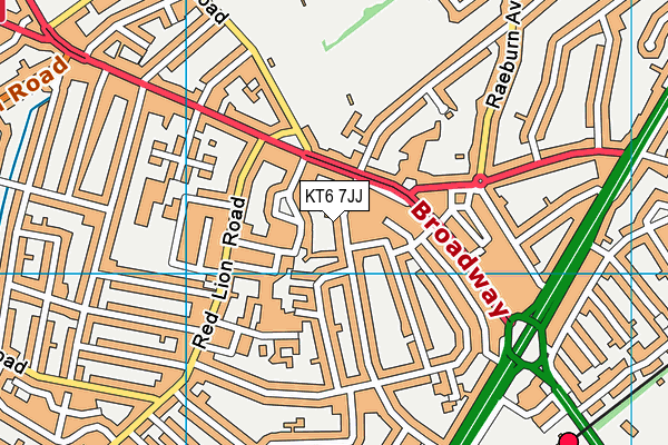 KT6 7JJ map - OS VectorMap District (Ordnance Survey)