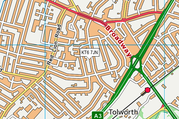 KT6 7JN map - OS VectorMap District (Ordnance Survey)