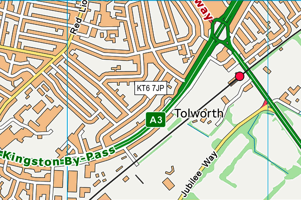 KT6 7JP map - OS VectorMap District (Ordnance Survey)